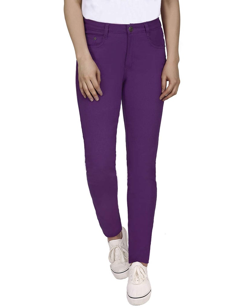 HDE Women's Mid-Rise Stretchy Denim Slim Fit Skinny Jeans (Purple, X-Large) - Image 1